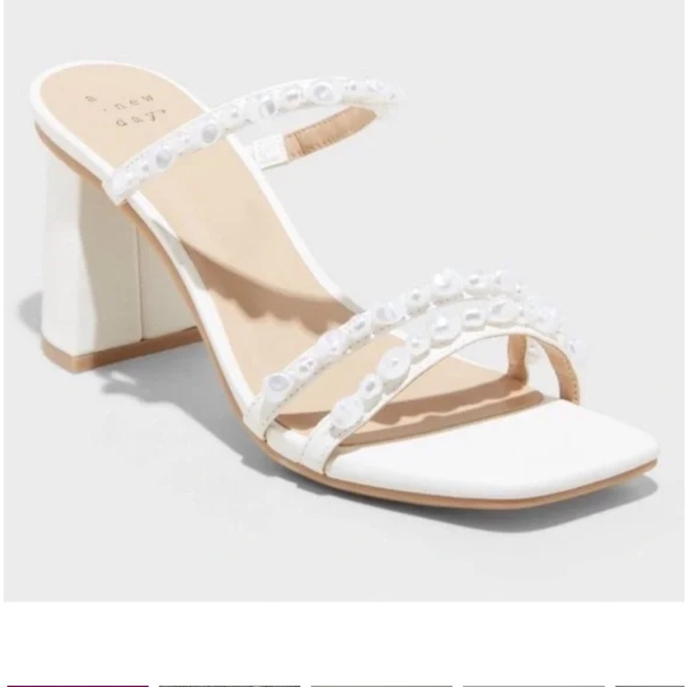 Elegant White Block Heel Sandals